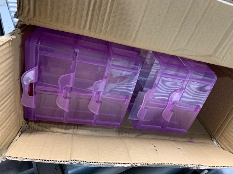 Photo 1 of **MISSING 2 LAYERS, SOME CRACKS** Sooyee 7 Layers Stackable Storage Container, 70 Adjustable Compartments Stackable Storage Container for Kids Toys, Art Crafts, Jewelry, Supplies, Mini Case & Letter Sticker Included,Clear,Purple