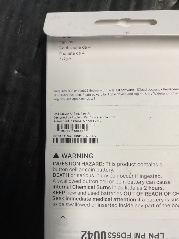 Photo 1 of * missing one AirTag *
Apple AirTag 4 Pack