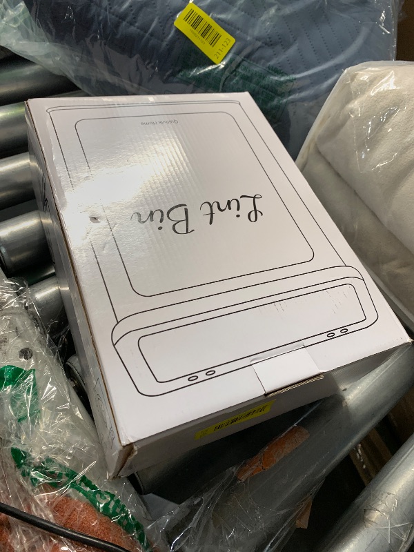 Photo 1 of ***(MISSING BRUSH)***QUILIVIK Metal Magnetic Lint Bin With Lid For Laundry Room Decor | Metal Box | Lint Holder Bins for Organzation (White, Large)