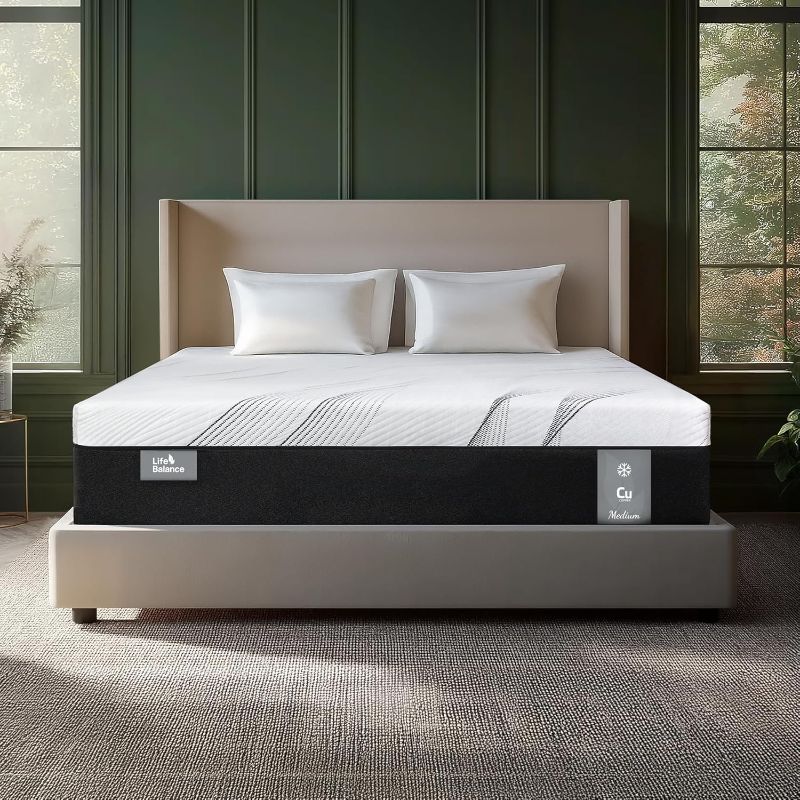Photo 1 of
Life Balance Queen Hybrid Mattress 12 Inch, Made in USA, Medium, Copper Gel Memory Foam? Hypoallergenic & Odorless, Motion Isolation & Pressure