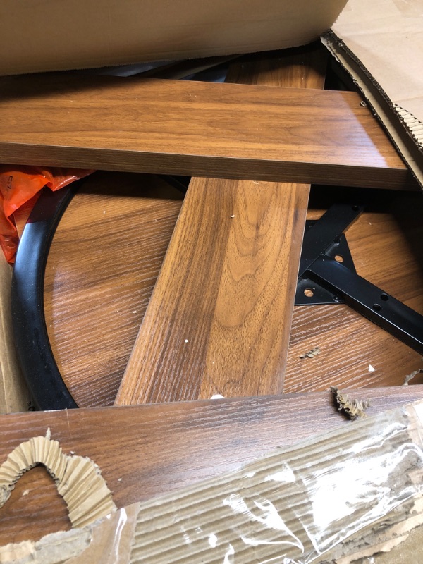 Photo 1 of Farmhouse Dining Table, 47 Inch Round Dinner Table for 4, Rustic Round Dining Room Table for Home Dining Room Living Room (Wood)