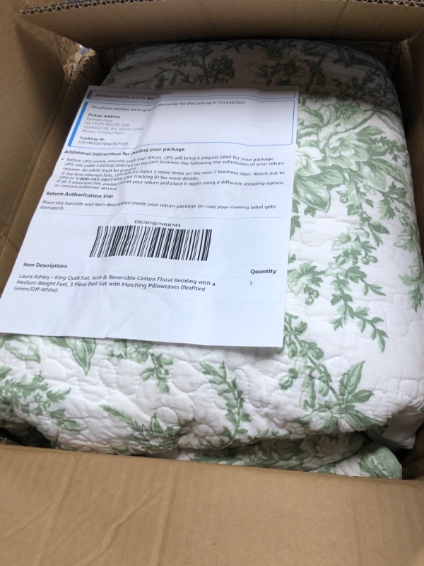 Photo 1 of 
Laura Ashley - King Quilt Set, Soft & Reversible Cotton Floral Bedding with a Medium Weight Feel, 3 Piece Bed Set 