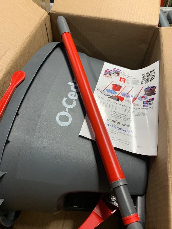 Photo 1 of (used)(unknown if complete) EasyWring Microfiber Spin Mop, Bucket Floor Cleaning System, Red, Gray, Standard