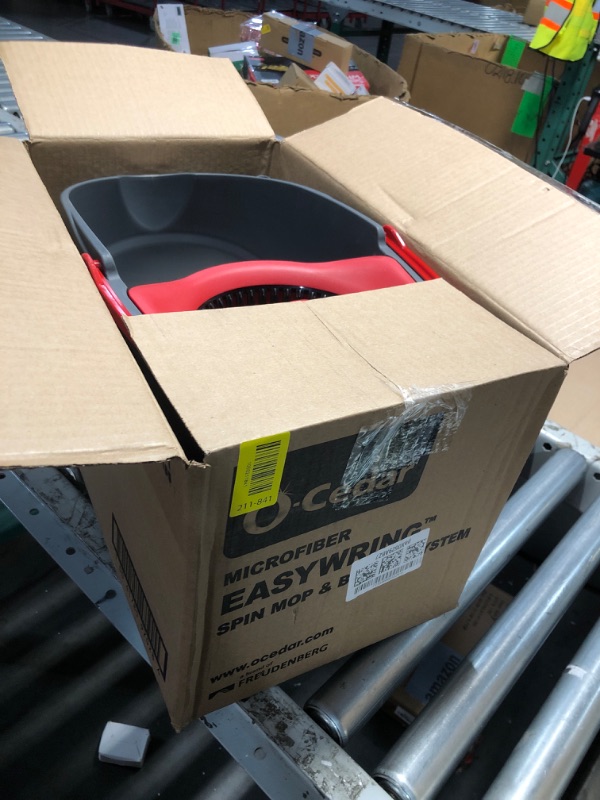 Photo 1 of (used)(unknown if complete) EasyWring Microfiber Spin Mop, Bucket Floor Cleaning System, Red, Gray, Standard