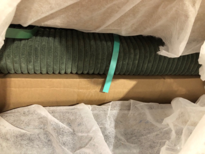 Photo 1 of ** Missing cushions *** LINSY HOME Futon Sofa Bed - Convertible Corduroy Futon Couch Bed with Adjustable Backrest, Modern Small Loveseat Sleeper Sofa for Small Spaces, Living Room, Apartment or Office (Green)