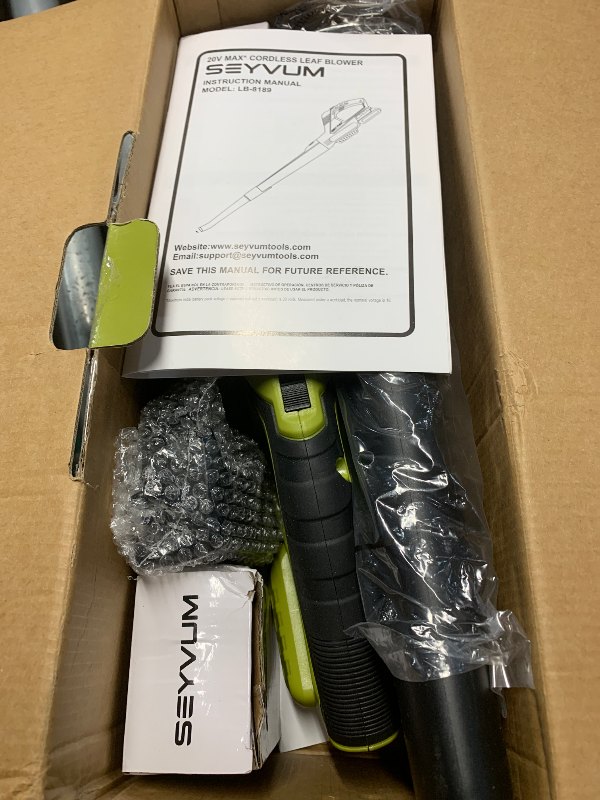 Photo 1 of (please see all images) SEYVUM Leaf Blower, 20V Cordless Blower with 2 x 2.0Ah Battery, Electric Leaf Blowers for Lawn Care, 320 CFM 150 MPH Battery Powered