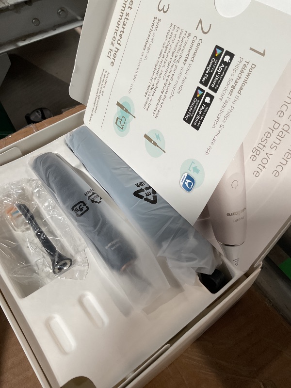 Photo 1 of ***(HEAVILY USED/ MINOR DAMAGE)***Philips Sonicare DiamondClean Prestige 9900 Rechargeable Electric Toothbrush with SenseIQ, 5 Premium All-in-One Brush Heads, Plaque Removal, Gum Care, Whitening, Midnight, BD9002AZ