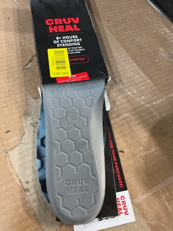 Photo 1 of (New) Work Comfort Orthotic Insoles - Anti Fatigue Shoe Insert Men Women - Low Arch Support - Shock Absorption - Foot Pain Relief - Work Boot Insoles (Black Hexagons, XL)
