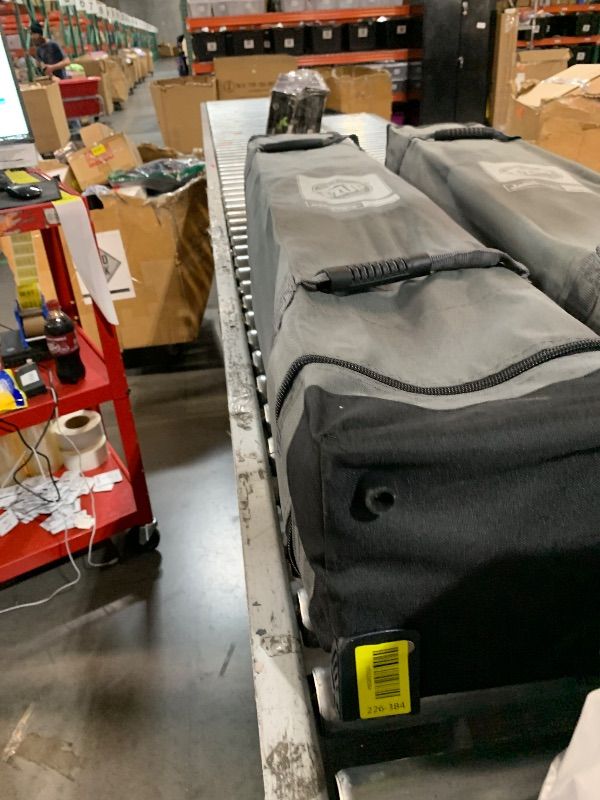 Photo 1 of (broken leg)(sold for parts)(repair) E-Z UP Ambassador Instant Pop Up Canopy Tent, 10' x 10', Roller Bag and 4 Piece Spike Set, Slate White