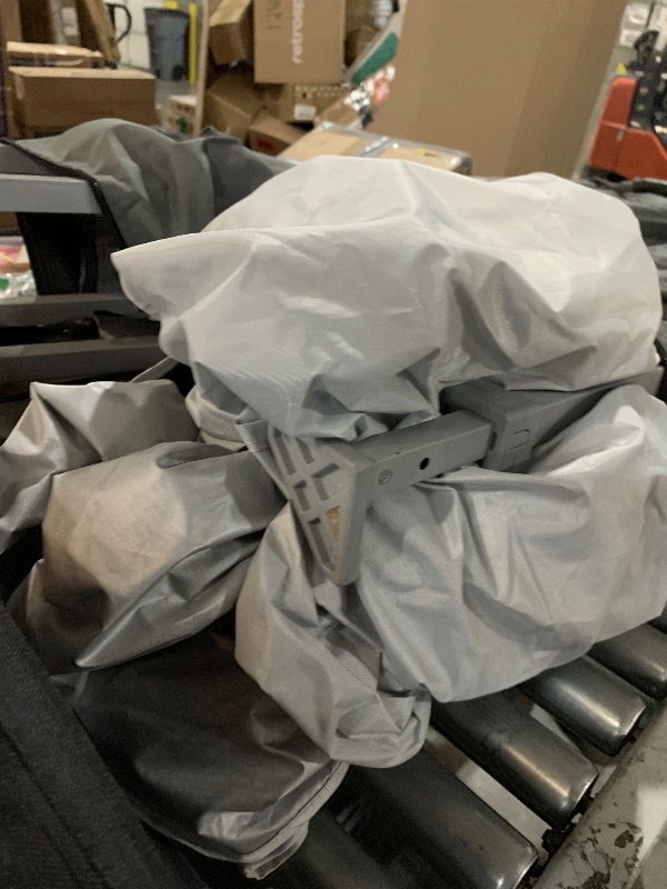 Photo 1 of (broken leg)(sold for parts)(repair) E-Z UP Ambassador Instant Pop Up Canopy Tent, 10' x 10', Roller Bag and 4 Piece Spike Set, Slate White