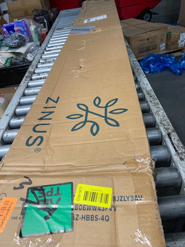 Photo 1 of ***STOCK PHOTO FOR REFERENCE ONLY***ZINUS Queen Maya Upholstered Bed Frame with Asymmetric Headboard, Durable Wooden Slats, Sturdy Framework, Noise Free Sleep, No Box Spring Needed, Easy Assembly, Eco Friendly Packaging, Dark Grey