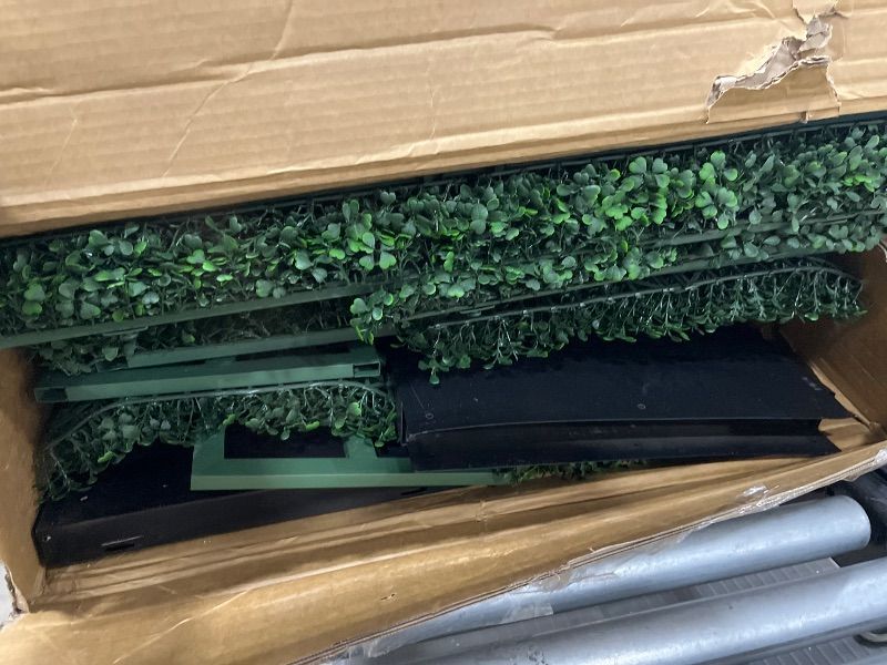 Photo 1 of ***MISSING HARDWARE***
ODQPIS Artificial Boxwood Hedge Wall,Greenery Fake Faux Grass Backdrop Divider with Black Steel Planter Box,Outdoor Privacy Panels for Patio,Balcony,Restaurant,Garden,Party Décor 48" WX64 HX14 D