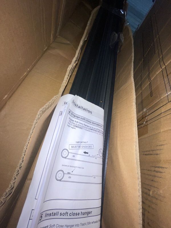 Photo 1 of *******************MISSING ALL SMALL HARDWARE****************
JUBEST 6FT/72 Heavy Duty Bypass Door Hardware with Soft Close Mechanism, Sturdy Closet Door Track for 2 Door System, Quietly and Smoothly, Fit Door Thickness 1 3/8" or 1 3/4", Easy to Install, 