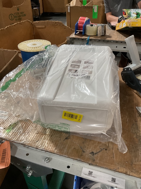 Photo 1 of (used/fair) (bagged) Glad Roomate Under Counter Waste Bin | Space Saving Small Trash Can for Kitchen Cabinet, Bathroom or Office | Dual Lid for Ease of Opening, 12 Liter, White