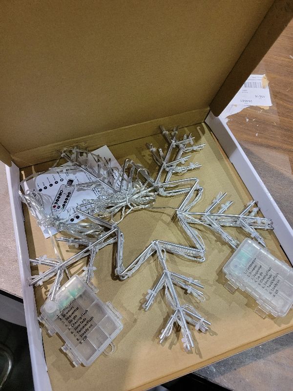 Photo 1 of 2 Pack Christmas Window Snowflake Lights, LED Hanging Decorations Iron Frame Lights, 8 Lighting Modes for Xmas Holiday Indoor Outdoor Wall Party Decor