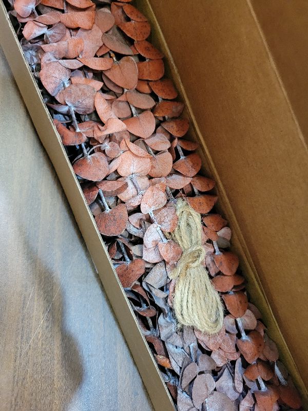 Photo 1 of (20Pcs) Dried Eucalyptus Stems - Red, Fall Decorations for Home, Real Long Eucalyptus, Dried Flowers for Vase, 17" Floral Arrangement, Wedding (Orange)