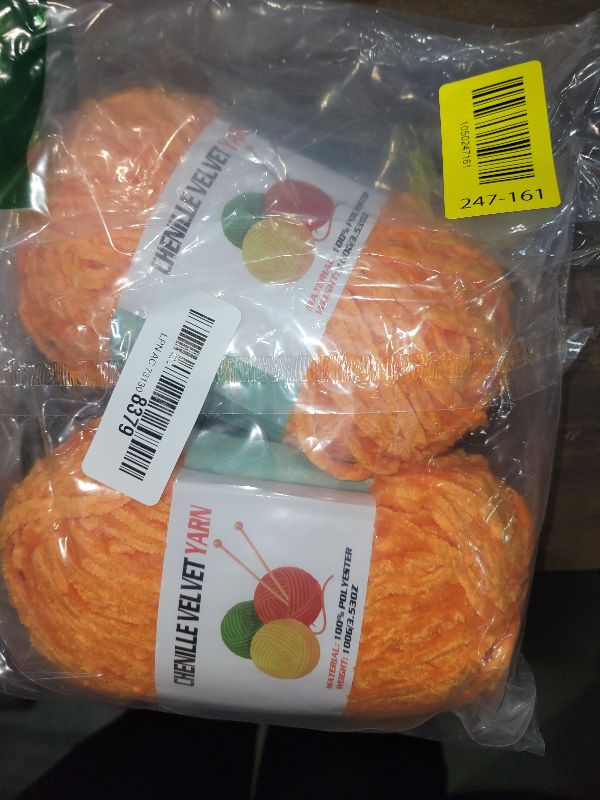 Photo 1 of 2 * 100g Velvet Chenille Chunky Yarn, Handcrafts Weaving Soft Chenille Yarn for Crocheting Clearance, Used for Making Baby Yarn Blanket, Clothes, Knitting Creations (Orange)
