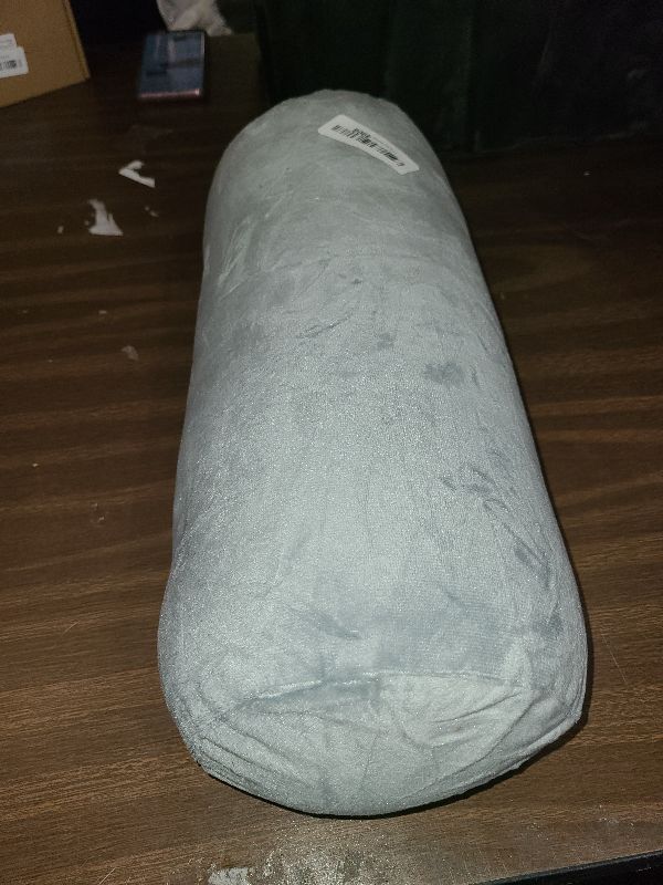 Photo 1 of 1 MIDDLE ONE Bolster Pillow with Removable Velvet Cover, Round Cylinder Neck Roll Pillow for Head, Back, Leg Support, Decorative Bed and Couch Pillow 16 x 6 Inches (Grey)