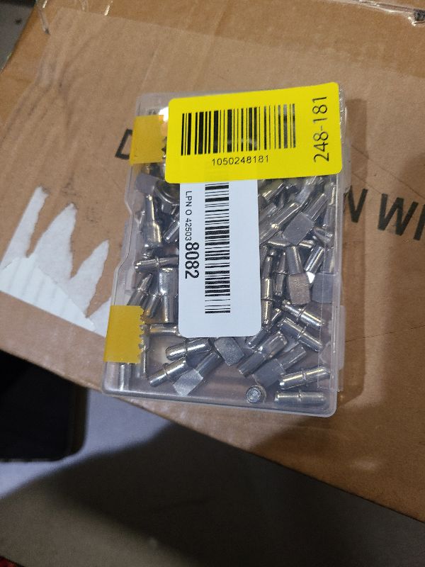 Photo 1 of 104Pcs Shelf Pins Kit,4 Styles Nickel Plated Shelf Support Pegs,Bookshelf Pegs for Shelves,Cabinet Shelf Bracket Pegs Shelf Pins Holders for Kitchen Furniture & Closet ( 5mm & 1/4inch )