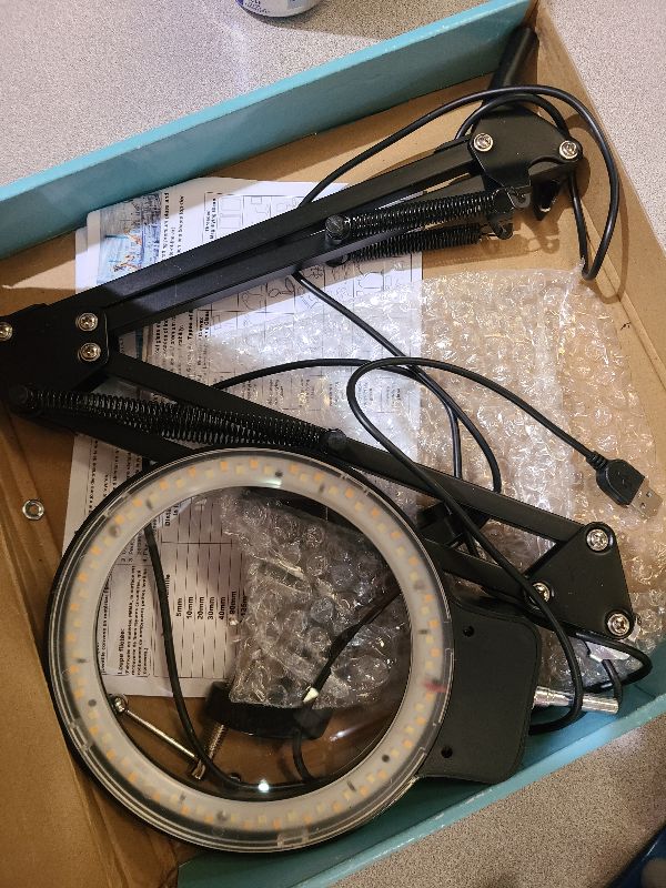 Photo 1 of 10X 30X Large Magnifying Glass with Light and Clamp,Clip on Lighted Magnifier,72 LED Stepless Dimmable Desk Magnifying Lamp Hands Free for Crafts Hobby Reading Painting Sewing Close Work