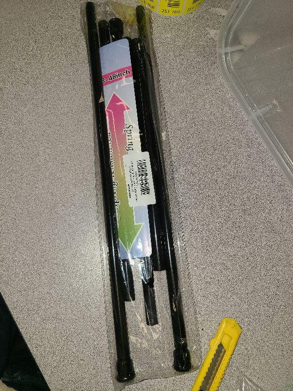 Photo 1 of 2 Pack Spring Tension Rods 28-43 Inches,5/8" Diameter Black Spring Load Adjustable Expandable,Small Short Tension Curtain Rod for Windows,Kitchen,Doorway,Bathroom,Cupboard Bars