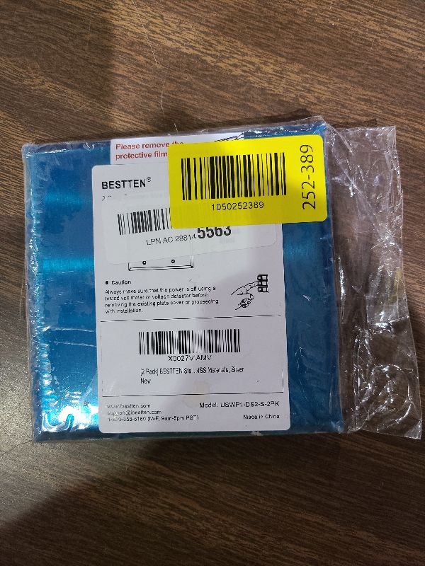 Photo 1 of [2 Pack] BESTTEN 2-Gang Blank Metal Wall Plate with ?hite or Clear Plastic Film, No Device Corrosion-Resistant Stainless Steel Outlet Cover, Standard Size, H4.53” x W4.57”, Brushed Finish