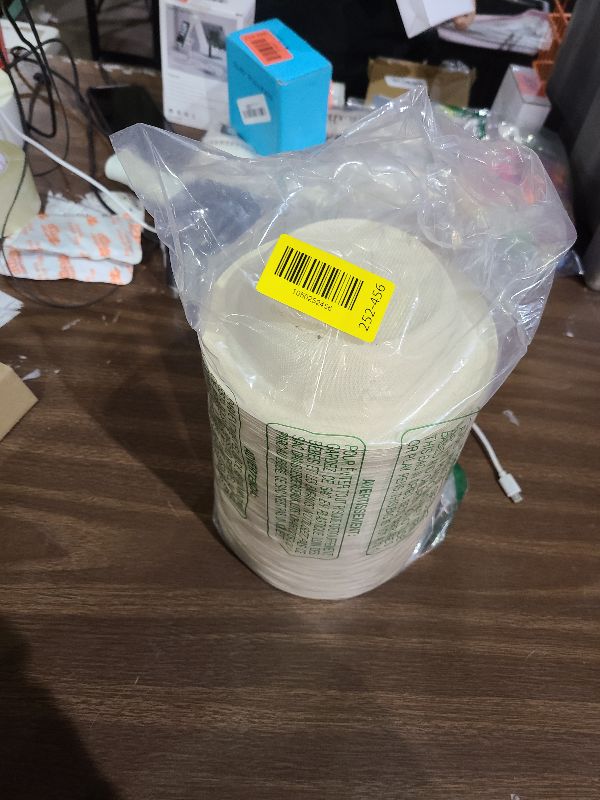 Photo 1 of 100 Pack 8oz Compostable Paper Bowls,Heavy-Duty Disposable Natural Bagasse Bowls,Biodegradable Soup Bowls,Eco-Friendly,Heat Resistant,for Ice Cream,Salad,Soup,Snack,Dessert,Pasta,Hot or Cold Use