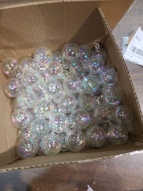 Photo 1 of 120 PCS Iridescent Ornaments Balls,1.18 Inch Clear Christmas Rainbow Ball,Plastic Hanging Bubble Ornaments Balls for Christmas Tree,Party,Home Decor