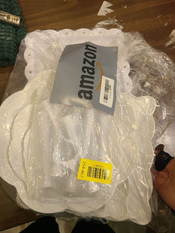 Photo 1 of 10 Pcs Cake Stand White Plastic Dessert Table Display Set 4 Pcs 3 Tired Cupcake Stand Cookie Tray Rack Serving Tray Cake Display Tower and 6 Pcs Dessert Trays for Wedding Baby Shower Tea Party (White)