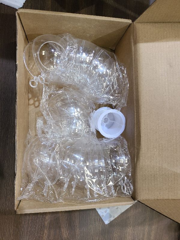 Photo 1 of 12 Pcs Hanging Globe Tealight Holders Acrylic Fillable Ball Ornaments Clear Plastic Terrarium Globe Hanging Tea Lights Candle Holder with Fishing Line for Christmas Party Wedding Centerpiece