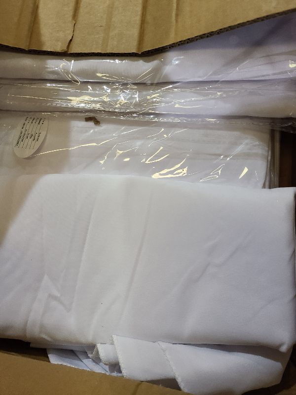 Photo 1 of 12 Pack Round Tablecloth 90 Inch - White Polyester Tablecloth for Round Table, Premium Stain and Wrinkle Resistant Washable Fabric Table Cover for Wedding Party Banquet Restaurant Reception