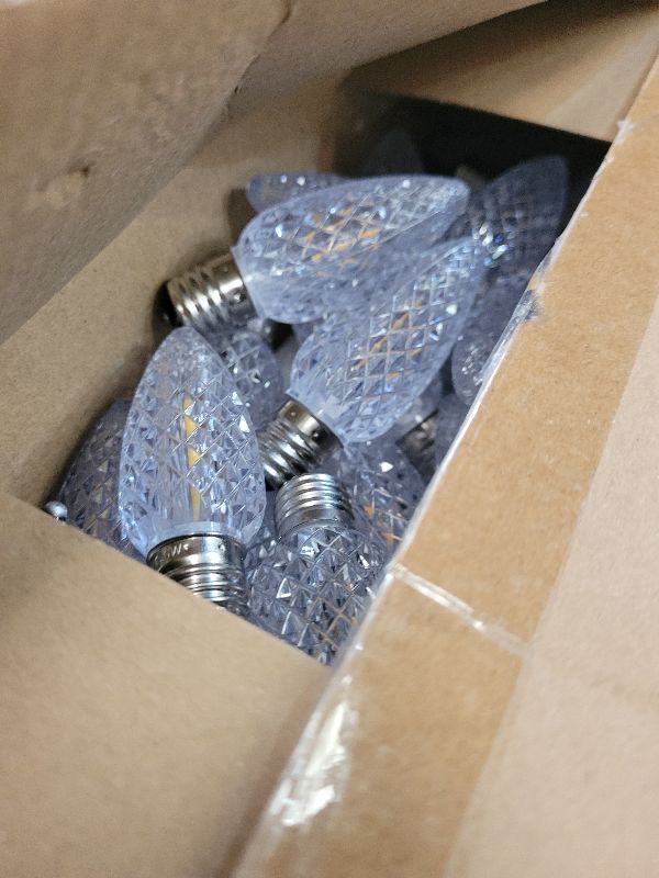 Photo 1 of 100PACK C9 Christmas Lights LED Replacement Bulbs?Shatterproof & Waterproof Plastic C9 Led Bulbs for Outdoor String Lights, E17 Base, 0.6W Equivalent to 7W, Warm White 2700K, 50LM Holiday Decoration