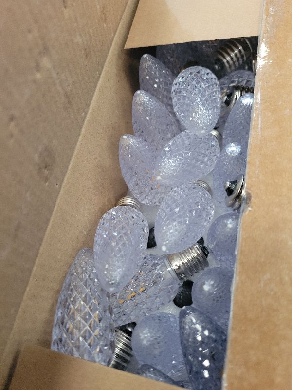 Photo 1 of 100PACK C9 Christmas Lights LED Replacement Bulbs?Shatterproof & Waterproof Plastic C9 Led Bulbs for Outdoor String Lights, E17 Base, 0.6W Equivalent to 7W, Warm White 2700K, 50LM Holiday Decoration