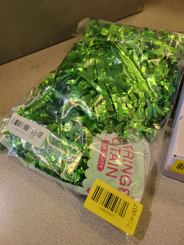 Photo 1 of 2 Pack Green Streamers Backdrop Jungle Party Decorations Foil Fringe Backdrop Curtains Photo Booth Backdrop for Birthday Dinosaur Animal St Patrick's Day Football Christmas Party Decorations