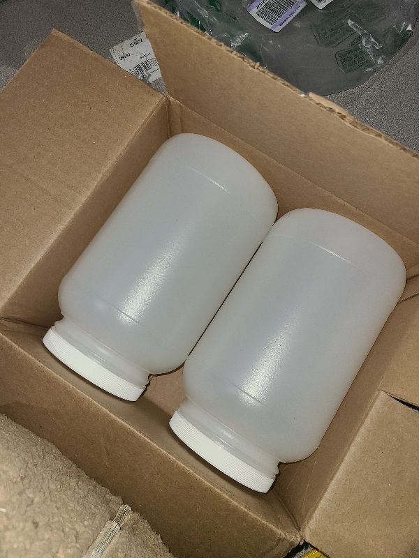 Photo 1 of 1 Gallon Protein Powder Container with Airtight Lid - Plastic Large Wide Mouth Jar - Pack of 2 - Made in USA