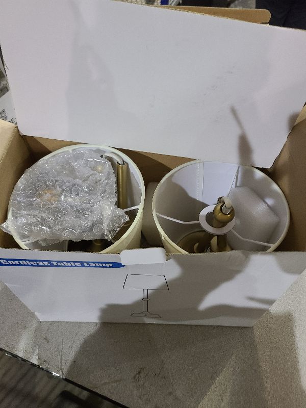 Photo 1 of Set of 2 Cordless Cold Table Lamp,LED Portable Dimmable Desk Lamp,6000mA Battery Powered Table Lamp,Touch Control Fabric Table Light for Dining Room,Bedroom,Bar,Camping,Balcony.(LED Bulb Included)