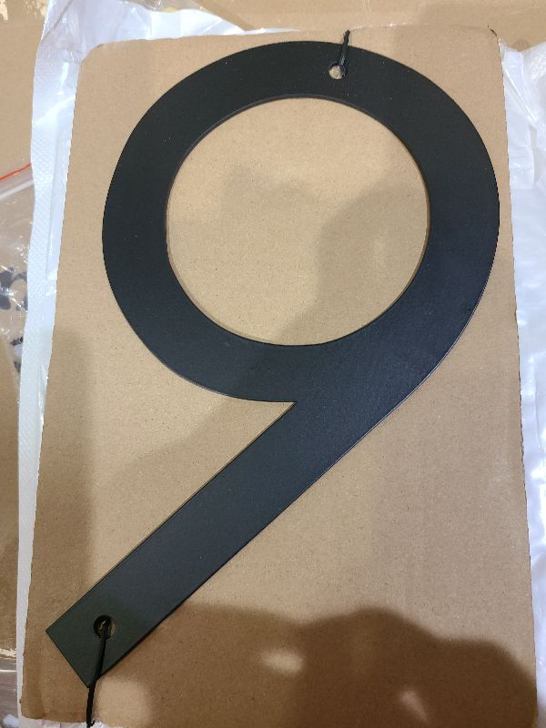Photo 1 of 10 Inch House Numbers for Outside Modern Black House Number Large Metal Address Numbers for Outside Floating Door Numbers with Nail Kit for Number 9