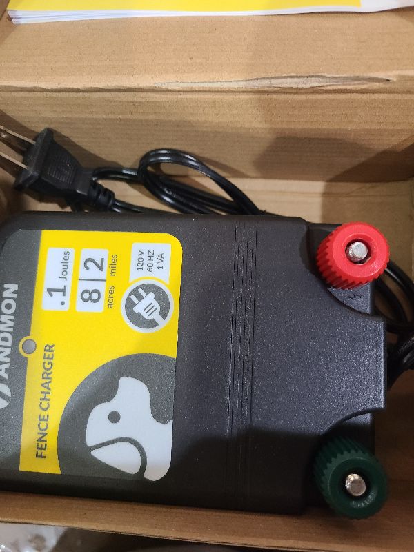 Photo 1 of 0.12 Joule Electric Fence, AC-Powered Electric Fence Charger for 2 Miles & 8 Acre Protection, Electric Fence Energizer Ideal for Gardens, Backyards & Small Livestock