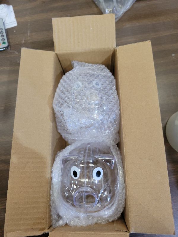 Photo 1 of 2 Pieces Piggy Bank Plastic Piggy Coin Bank Money Saving Box for Kids Boys Girls Adults (Clear)
