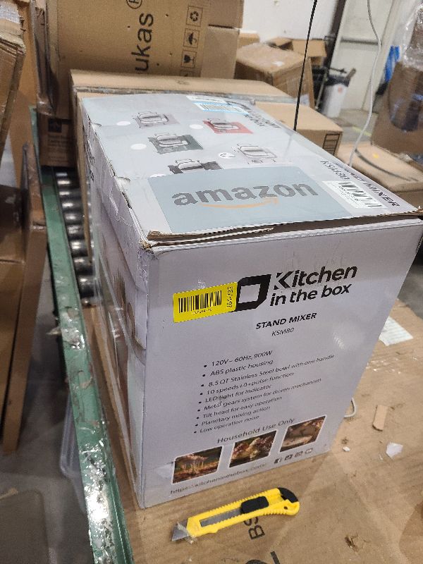 Photo 1 of Kitchen in the Box Stand Mixer, 900W 8.5 QT Kitchen Electric Mixer, 10-Speed Large Capacity Tilt-head Food Mixer with Dough Hook, Wire Whip, Flat Beater & Splash Guard (White)