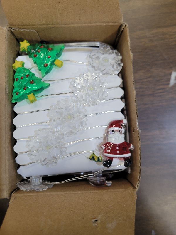 Photo 1 of [Timer] Christmas Lights Decorations, 10 FT 30 LED Battery Operated Christmas Tree Santa Snowflake String Lights, 8 Lighting Modes Waterproof Xmas Fairy Lights for Home Party Indoor Outdoor Decor