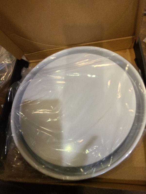 Photo 1 of 10" Small Gold and White Tray, Lightweight Metal Round Vanity Tray for Bathroom, Candle Holder for Living Room Decor