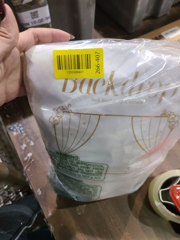 Photo 1 of 10 x 10 ft White Backdrop Curtains with Lights String for Wedding Polyester Photo Background Drapes White Wrinkle Free Soft Curtains for Birthday Parties Reception Baby Shower Ceremony-5 x 10ft x 2P