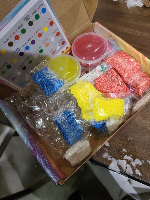 Photo 1 of 100+ Pcs Slime Mini Dessert Cup Making Craft Kit for Girls Boys,Even Adults Like to Play, Birthday Idea for Kids Age 4+,3 Primary Colors, Fun Party Gift,DIY Art,mini Food,Make it mini