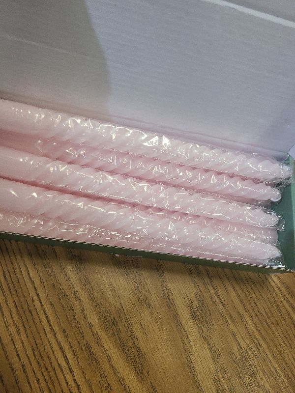 Photo 1 of 10 Inch 10 Pack Pink Spiral Taper Candle Set, Long Candles Dripless Unscented Candlesticks for Dinner Shower Party Brithday Wedding Engagement Party Valentine's and Home Decor