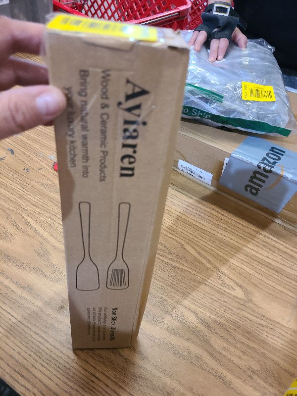 Photo 1 of 2 Pack Wooden Non Toxic Spatulas for Kitchen Utensils Set Acacia Wood Cooking Spatula Flat Wok Pancake Turner Bamboo Slotted Spoon for Cooking Utensil Spurtle Scraper Long Fish Egg Flipper Spatulas