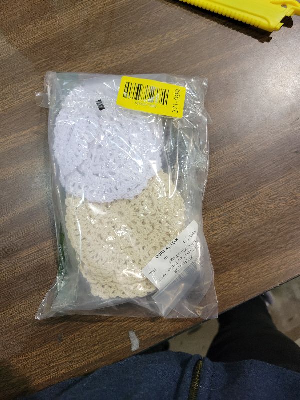 Photo 1 of 12 PCS Small Lace Doilies Crochet Doilies for Cups Coasters 4 Inch Handmade Crochet Cotton Coaster Small Vintage Cloth Lace Placemats Lace Fabric Coasters for Table (White/Beige)