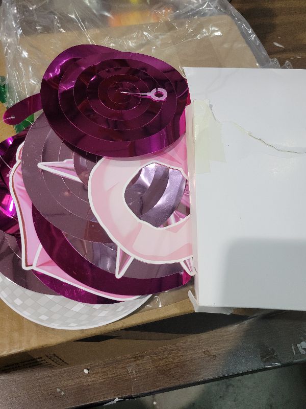 Photo 1 of 2 Pack Pink Party Decorations, 3.28 FT x 7.05 FT Pink Backdrop, Metallic Tinsel Backdrop Fringe Curtains Backdrop Curtains, Photo Backdrop Party Supplies Birthday Party Decorations