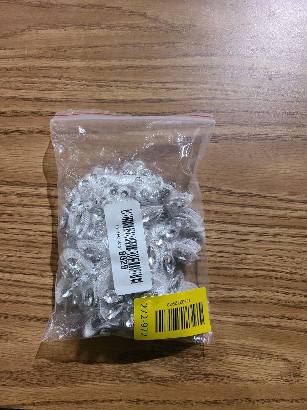 Photo 1 of 1 Pair Rhinestones Lace Applique Accessories Handsewing Glass Beads Stones Trim Patches for DIY Girl Wedding Dress Decorations