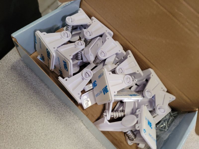 Photo 1 of 12 Pack Cabinet Locks Child Safety | Baby Safety Cabinet Locks NO Drilling 3M Adhesive Baby Proof Drawer Lock Child proofing cabinets latches for Kids Latch for Drawers & Door Child Safety Locks